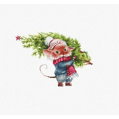Luca-s Mouse With Fir Tree Counted Cross Stitch Kit