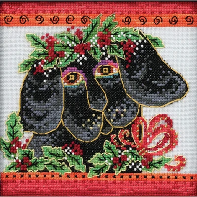 Mill Hill® Laurel Burch™ Christmas Puppy Beaded Counted Cross Stitch Kit