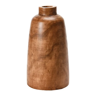 14.5" Brown Paulownia Wood Vase