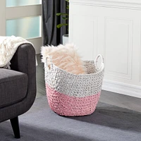 CosmoLiving by Cosmopolitan 21" White Water Hyacinth Contemporary Storage Basket