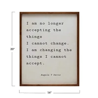 Angela Davis Quote Wood Framed Wall Sign