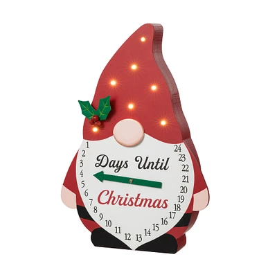 Glitzhome® 15'' Lighted Wooden Christmas Gnome Countdown Calendar