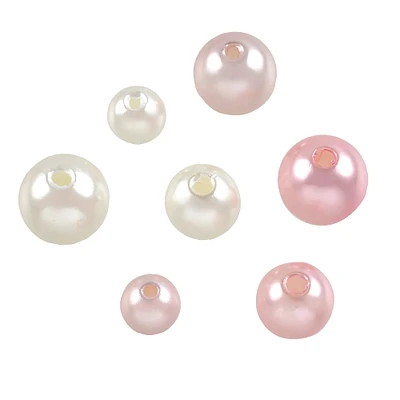 6 Pack: Ivory & Pink Plastic Pearl Round Beads by Bead Landing™