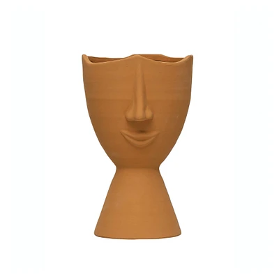 12" Terracotta Planter with Face