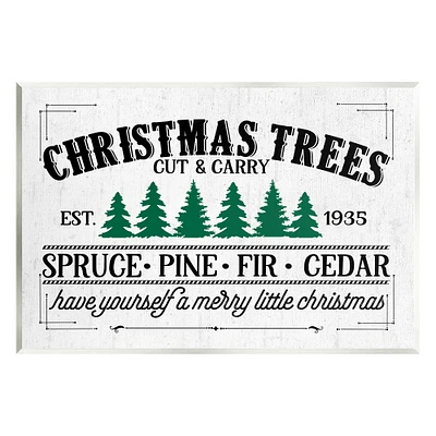 Stupell Industries Christmas Trees Vintage Sign Wall Plaque Art