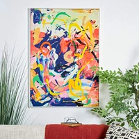Multicolor Abstract Paint Splatter Framed Canvas Wall Art