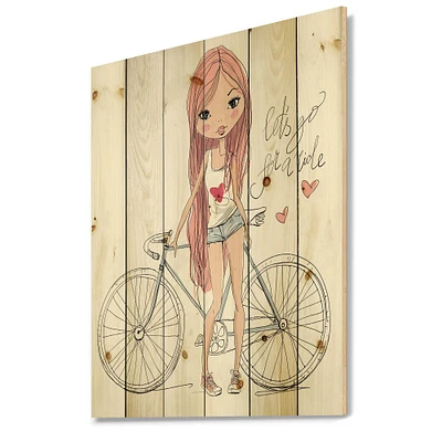 Designart - Young Girl With Bicycle