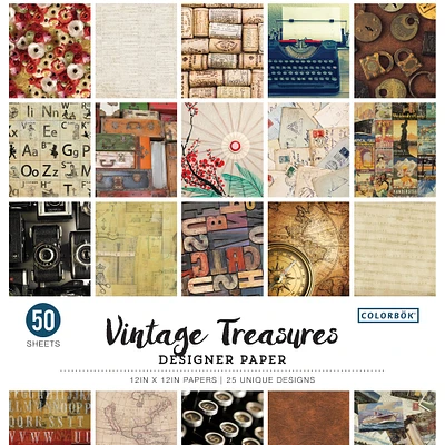 Colorbok® Vintage Treasures Designer Paper Pad, 12" x 12"