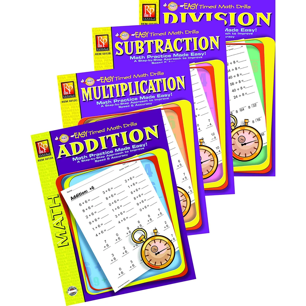 Remedia Publications Easy Timed Math Drills: 4 Book Set