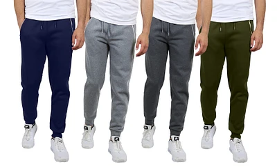 Galaxy by Harvic Fleece-Lined Men's Jogger Sweatpants with Zipper Pockets 4 Pack
