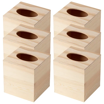 6 Pack: 6" Wood Tissue Box by Make Market®