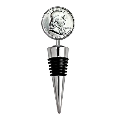 Silver Franklin Half Dollar Coin Wine Stopper