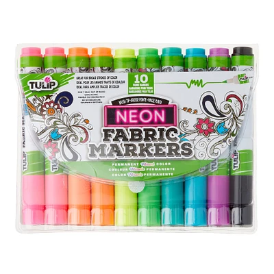 12 Packs: 10 ct. (120 total) Tulip® Fabric Markers® Brush Tip Neon