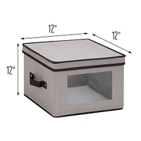 Honey Can Do 12" Canvas Square Stemware and More Storage Box with Lid