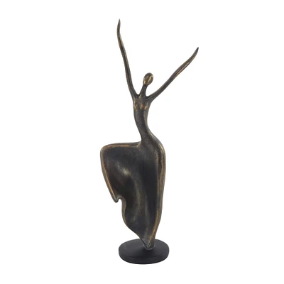 16" Traditional Brass Polystone Dancing Woman Sculpture