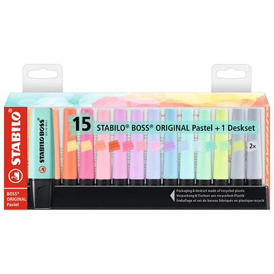STABILO® BOSS® Original 15-Color Pastel Highlighters & Desk Set