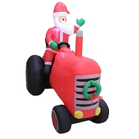 6ft. Inflatable Christmas Santa on Vintage Tractor