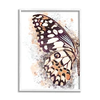 Stupell Industries Close Up Butterfly Patterned Wing Paint Splatter in White Frame Wall Art