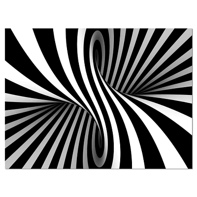 Designart - Black and White Spiral - Abstract Canvas Art Print