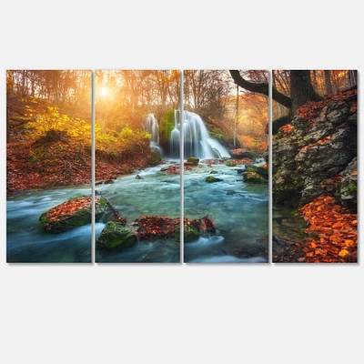 Designart - Fast Flowing Fall River in Forest