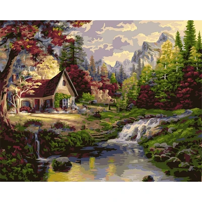 Crafting Spark House Near the Lake Painting by Numbers Kit