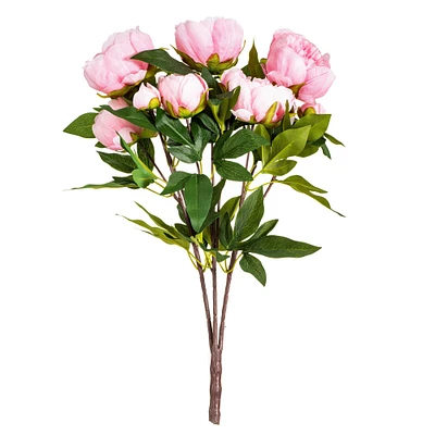 23" Artificial Brush Pink Peony Spray with 6 Flowers