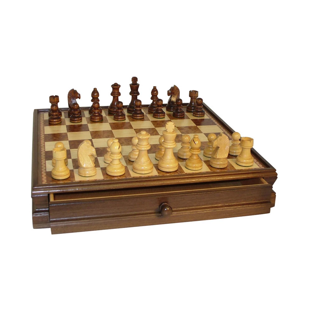 15" Walnut & Maple Drawer Chest Chess Set