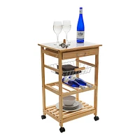 Organize It All Rolling Kitchen Cart with Ceramic Countertop