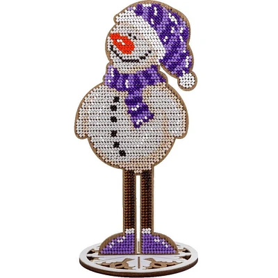 Wonderland Crafts Snowman Bead Embroidery on Wood Kit