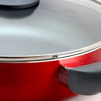 Oster Herscher 3.5qt. Red Aluminum Sauté Pan With Tempered Glass Lid