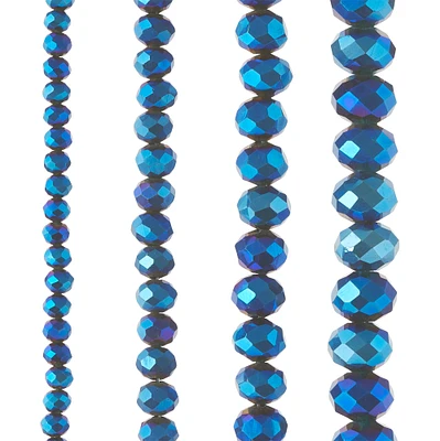 Sapphire Aurora Borealis Faceted Glass Round Beads by Bead Landing™
