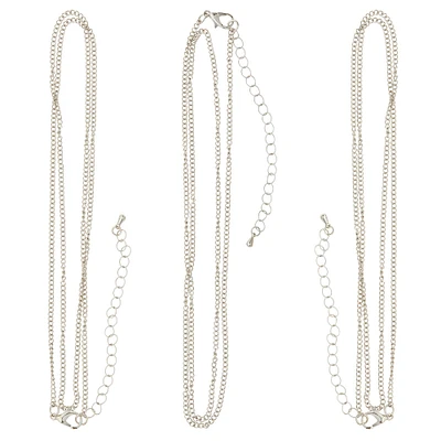 12 Packs: 3 ct. (36 total) Rhodium Cuban Curb Chain Necklaces by Bead Landing™