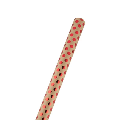 JAM Paper Red Foil Polka Dots Gift Wrap