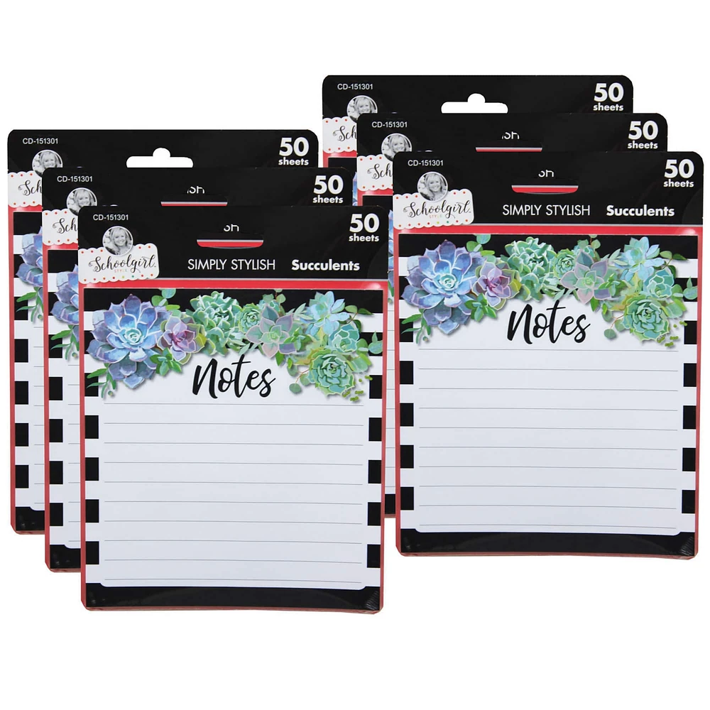 Schoolgirl Style™ Simply Stylish Succulents Notepad, 6ct.