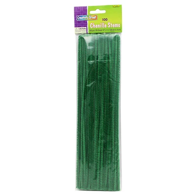 12" Green Chenille Stems, 12 Packs of 100