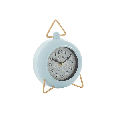 8.5" Blue Round Metal Farmhouse Clock