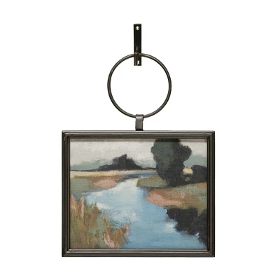 Modern Metal Framed Landscape Wall Art With Hanging Bracket