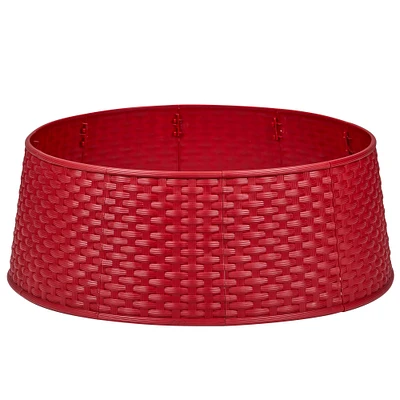 25.5" Red Rattan Pattern Large Christmas Tree Collar