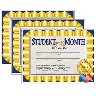 Hayes® Student of the Month Certificate, 3 Packs of 30