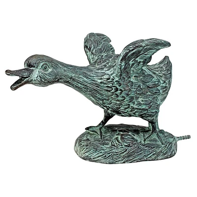 Design Toscano Lindell Pond Bronze Ducks Spitting Running Duck Garden Statue