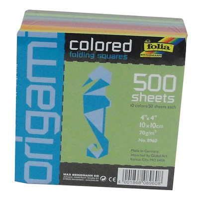 6 Packs: 500 ct. (3,000 total) Global Art 4" Origami Colored Folding Squares
