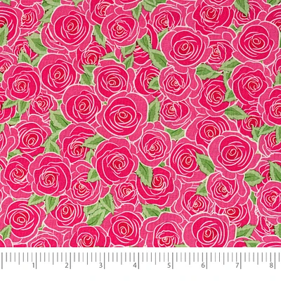 SINGER Packed Pink Roses Cotton Fabric