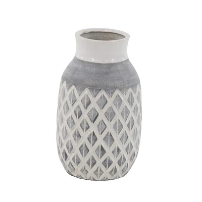 13" White Ceramic Coastal Style Vase