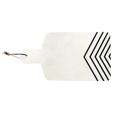 17" White and Black Chevron Marble Cheese/Cutting Board
