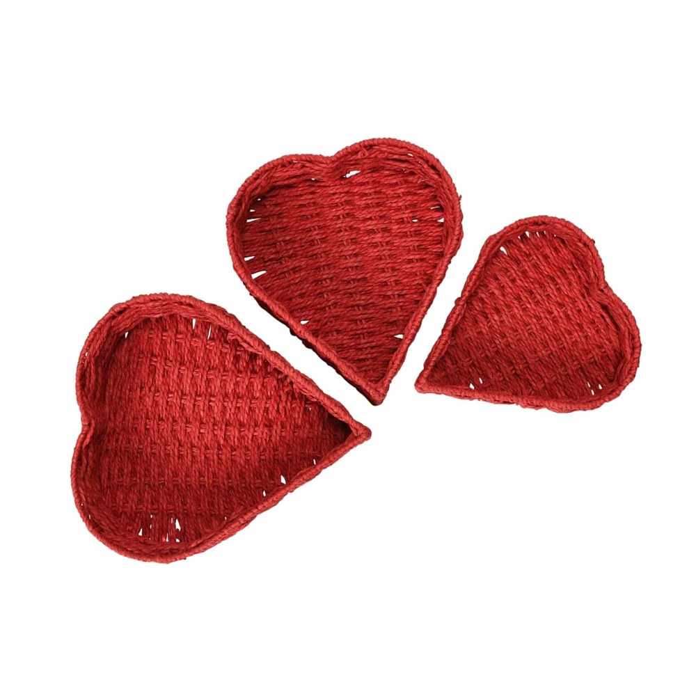 Household Essentials Nesting Paper Rope Heart Basket Set