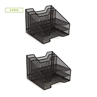 Mind Reader 2 Pack Black 3-Tiered Desk Organizer Tray