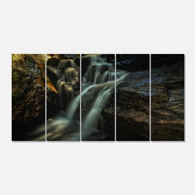 Designart - Slow Motion Waterfall in Summer - Landscape Canvas Art Print