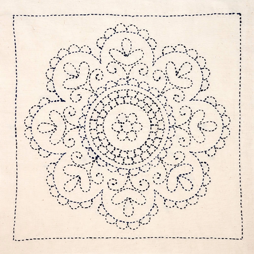 Sashiko World Hungary Rose Medallion Stamped Embroidery Kit