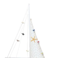 Set of 2 White Wood Coastal Sail Boat Sculpture, 22" x 13"