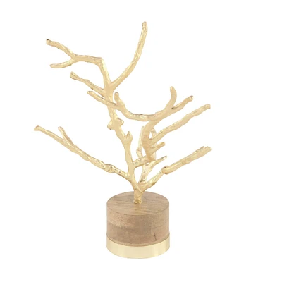 18" Gold Aluminum Modern Tree Sculpture